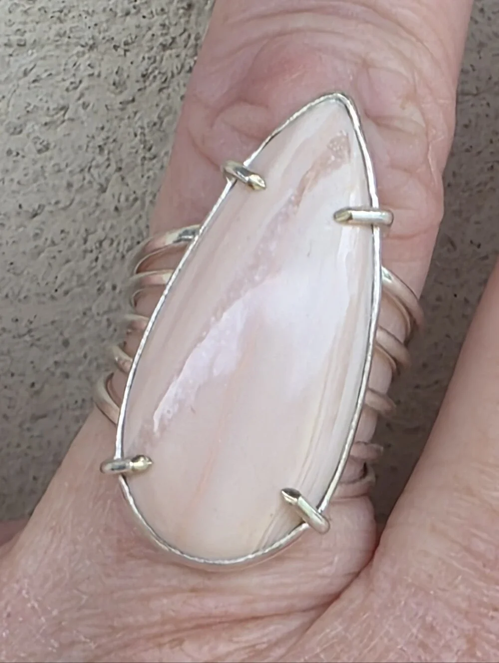 Pink Opal Gemstone Ring In 925 Sterling Silver (7)